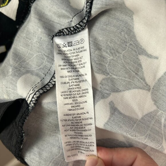 French Connection Floral Neon Midi Dress SZ6 Bodycon Short Sleeve Zip Back Chic - Picture 9 of 9